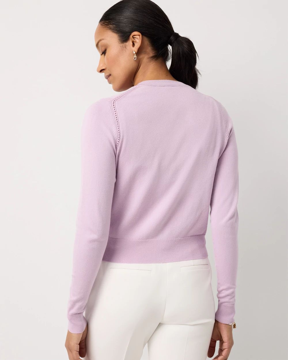 Crewneck Button-Front Cardigan