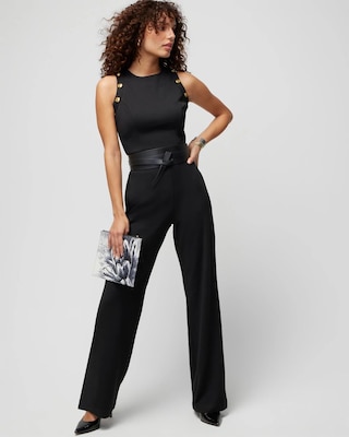 Petite Sleeveless Crest Jumpsuit