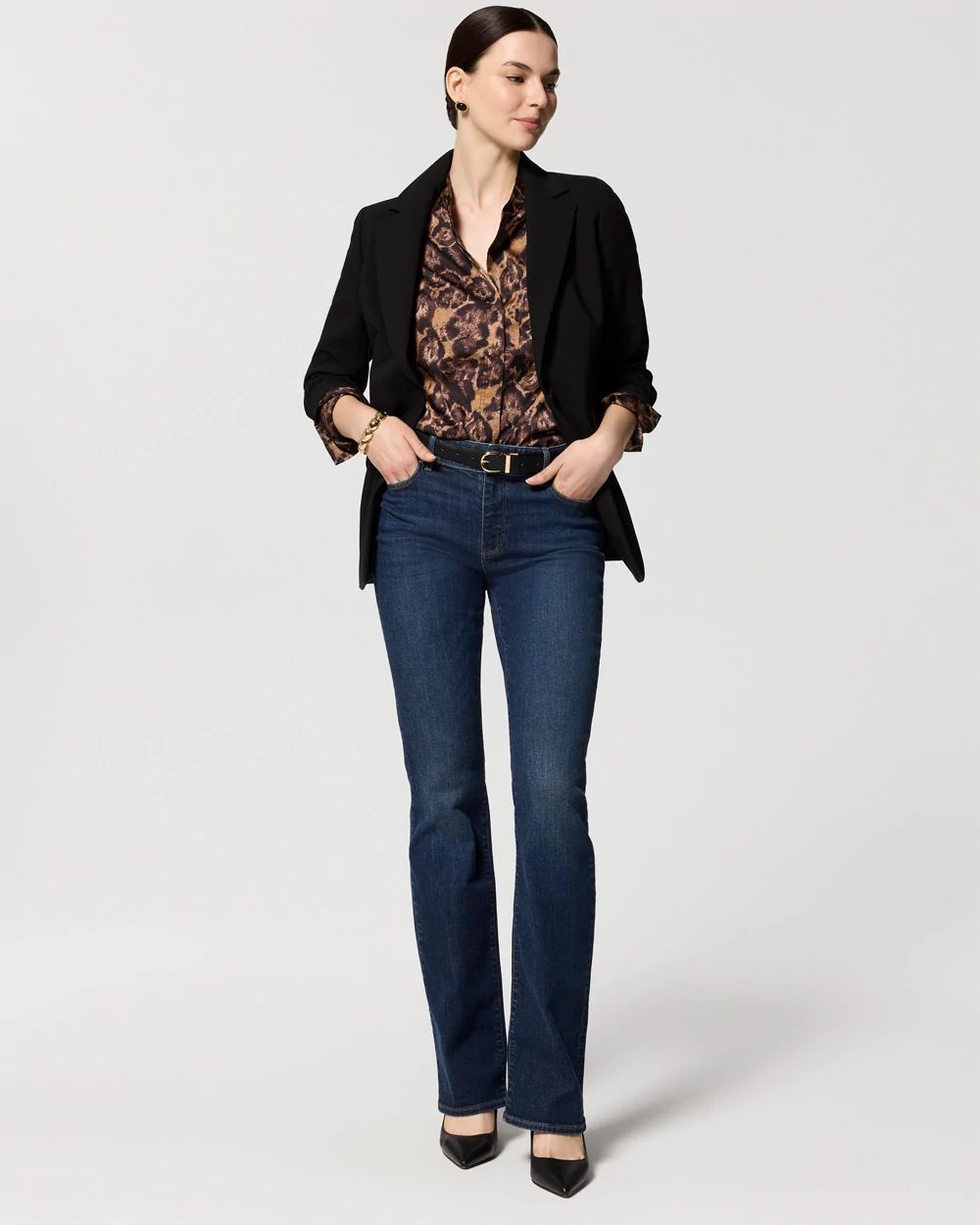 Mid-Rise Bootcut Jeans click to view larger image.