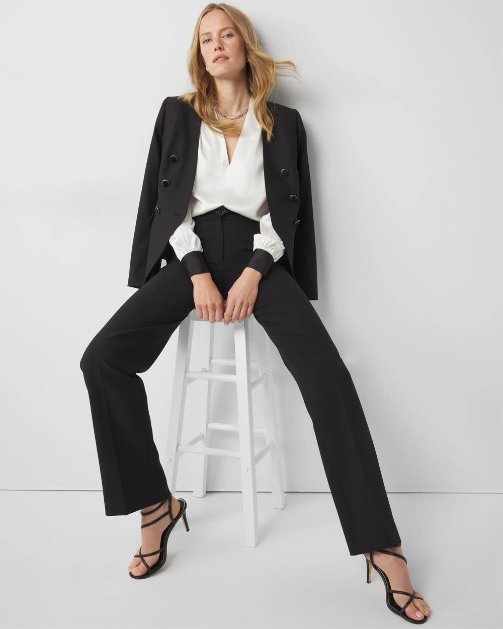 Contrasting Cuff Satin Blouse