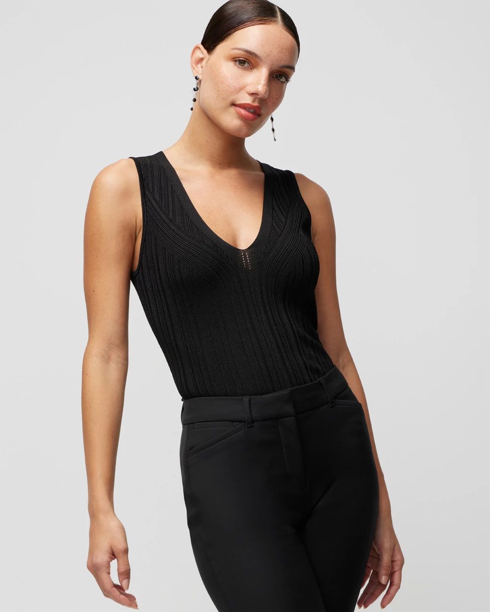 Rib Sculpted V-Neck Tank