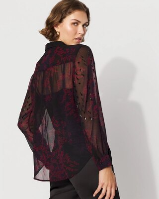 Embellished Sheer Floral Shirt click to view larger image.