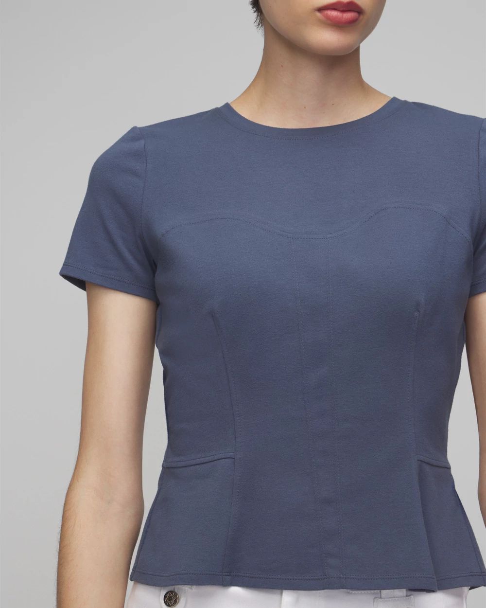 Short Sleeve Seamed Peplum Tee