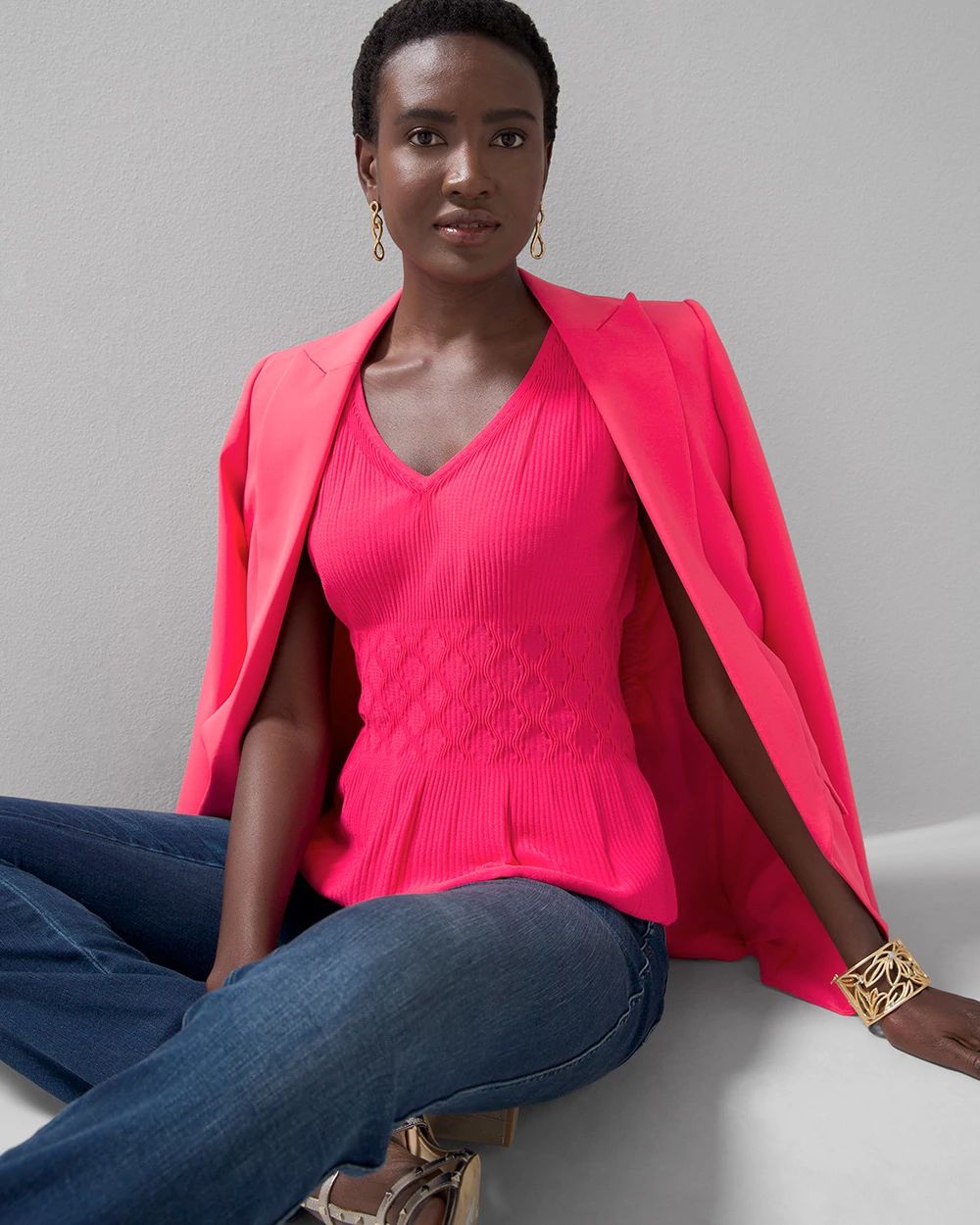 Mix Stitch Peplum Top