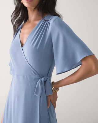 Flutter Sleeve Midi Wrap Dress