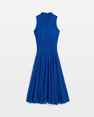 Mock Neck Knit Lace Midi Dress click to view larger image.