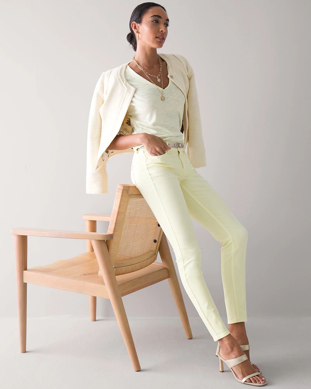 Mid-Rise Tinted Skinny Ankle Jeans