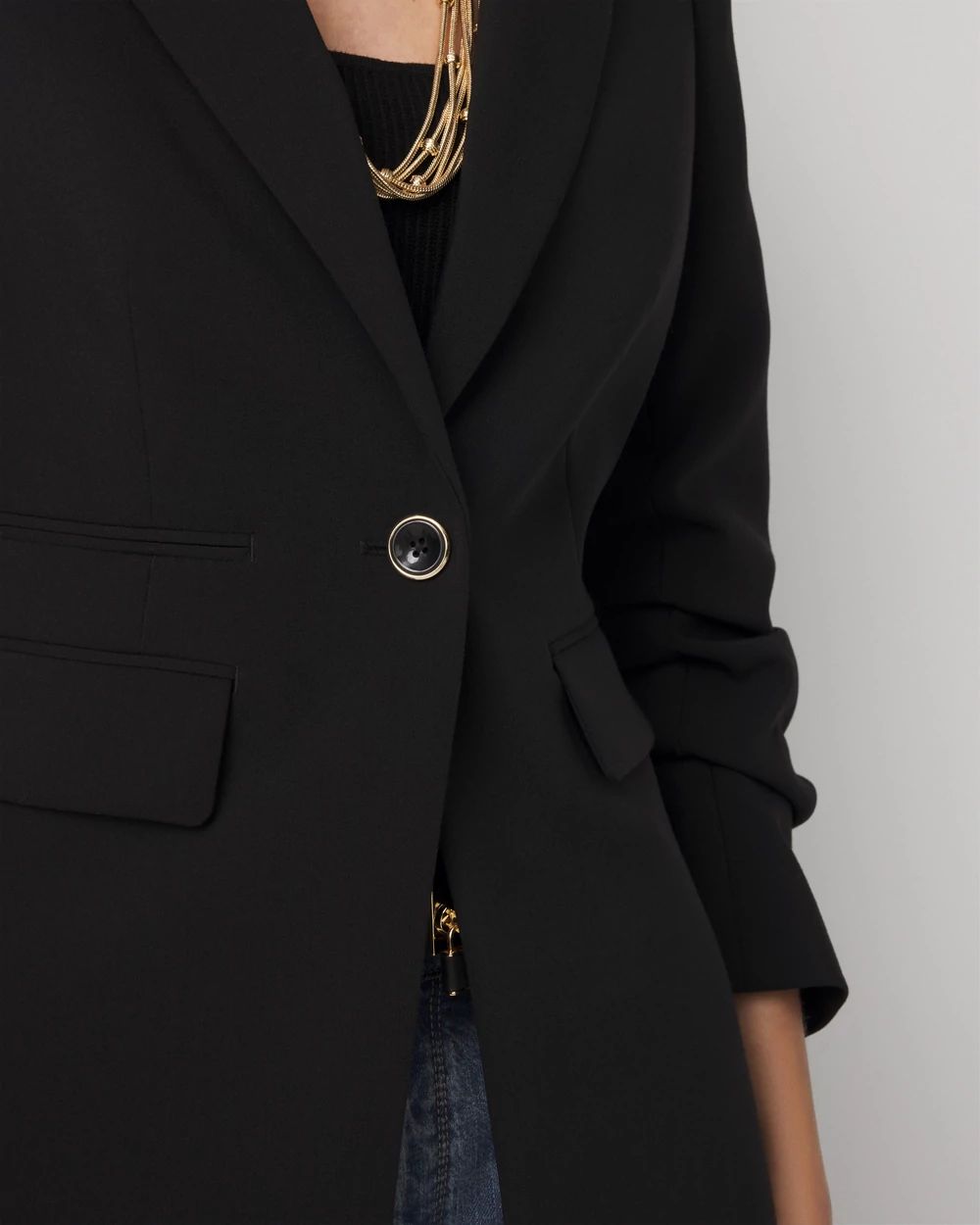 Petite Ruched Sleeve Blazer