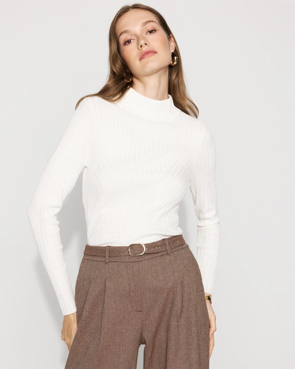 Essential Mock Neck Rib Sweater