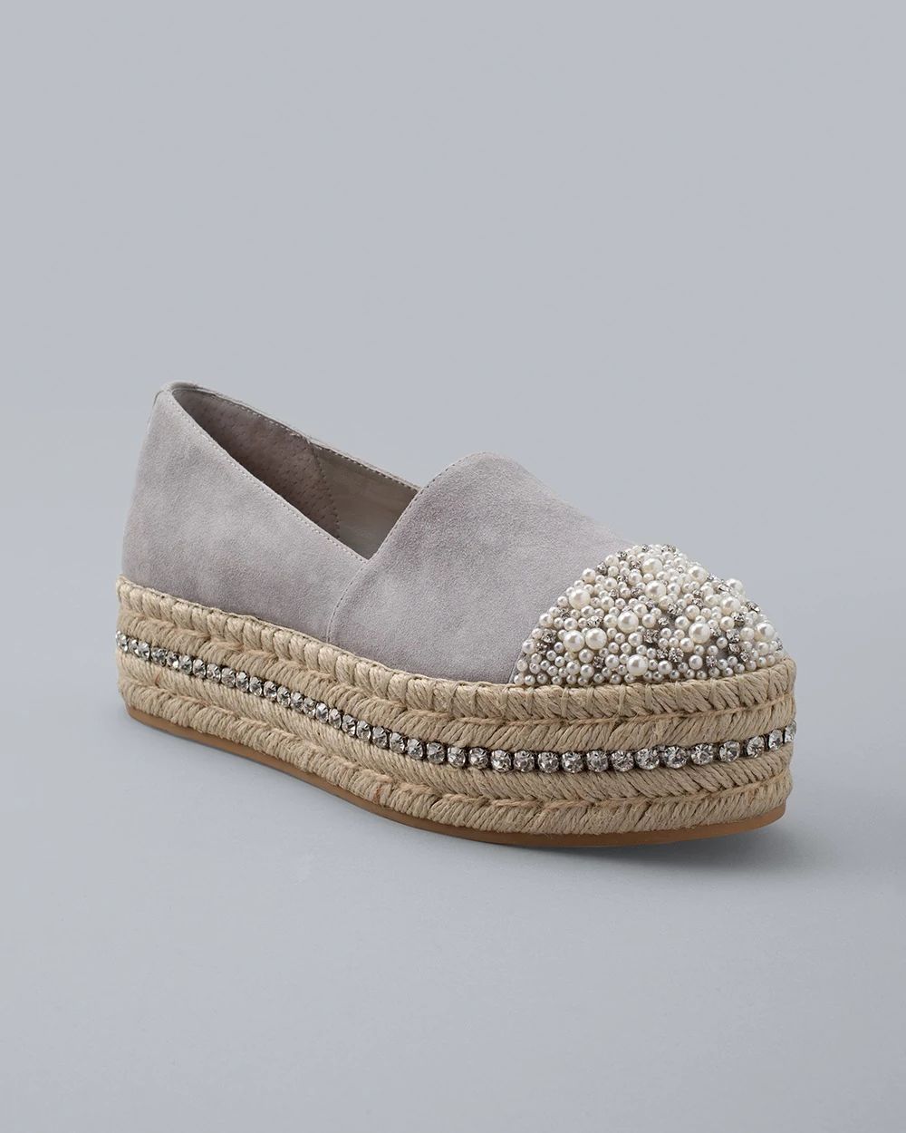 Jeweled Suede Platform Espadrilles