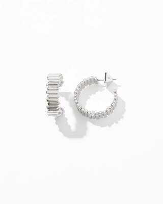 Silver Wavy Clear Crystal Hoop