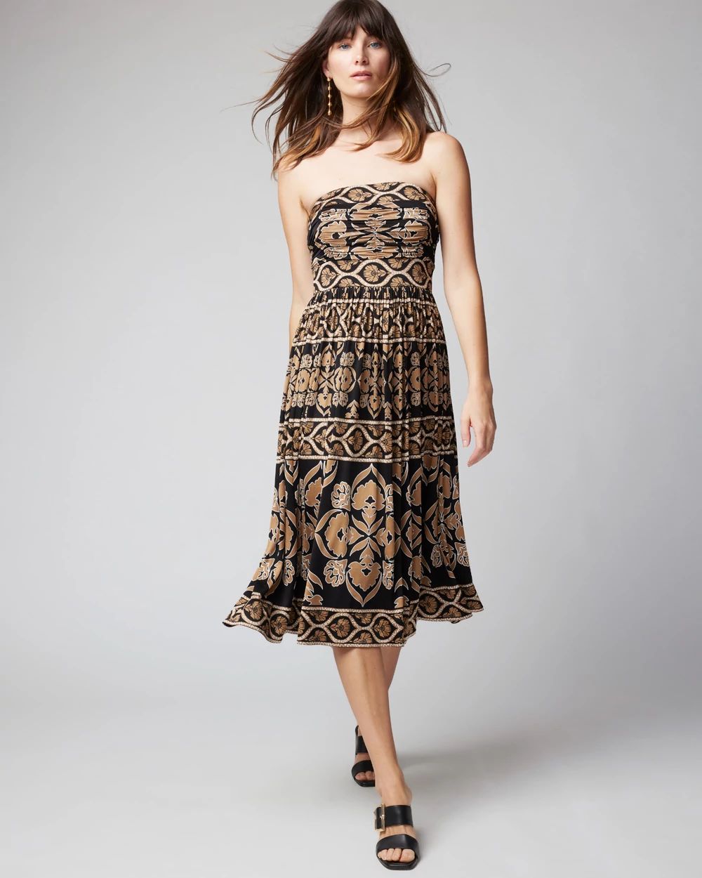 boden blue dress Irene Linen Midi Off the Shoulder Black Color:Rose Garden antla_in_funnel