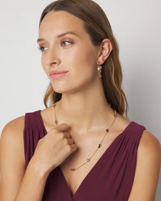 Gold + Hematite Crystal Long Necklace