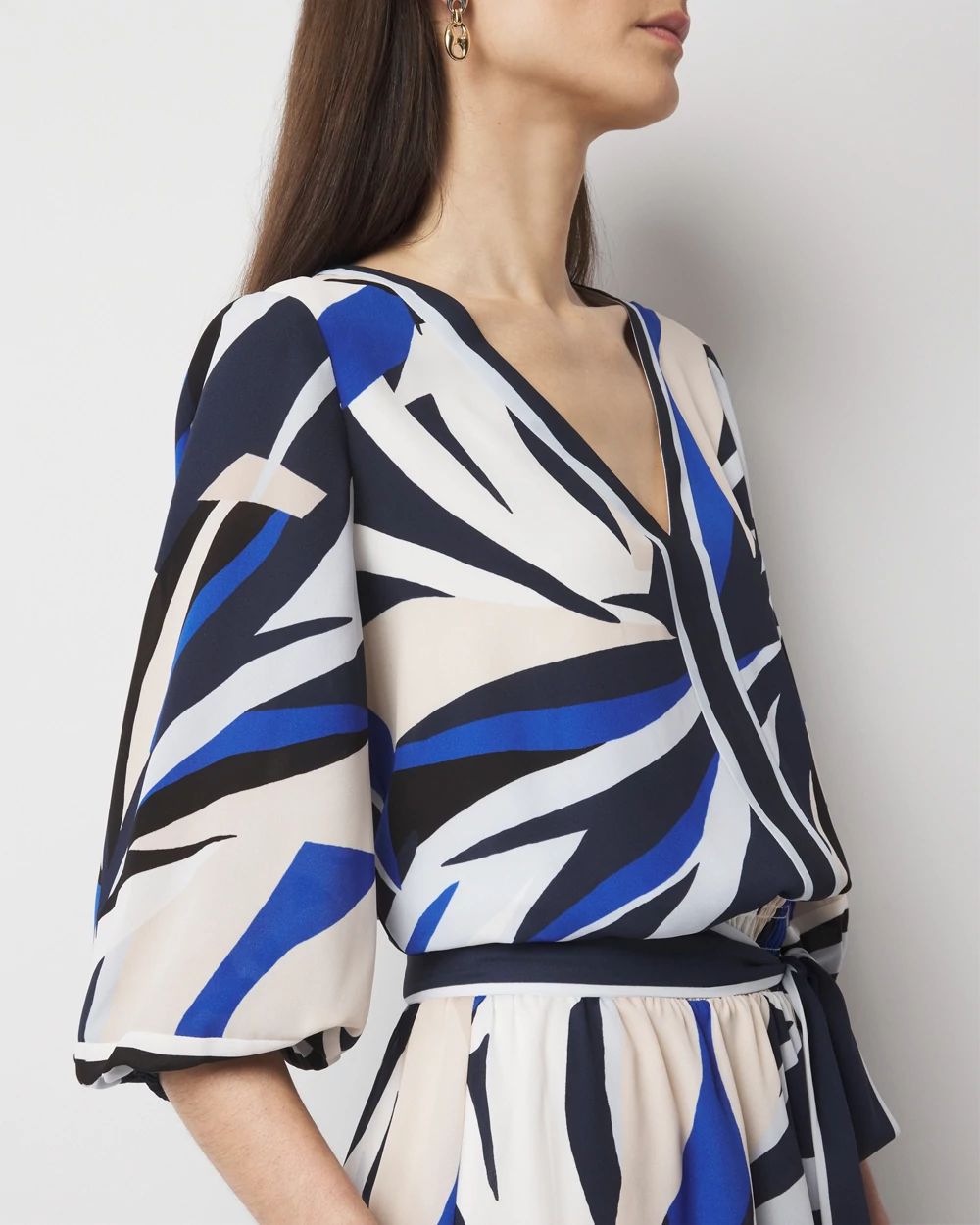Petite Palm Print Wrap Dress