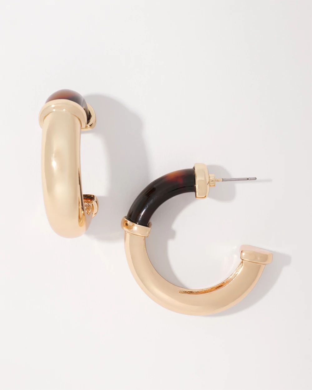 Gold and Tortoiseshell Hoop Earrings click to view larger image.