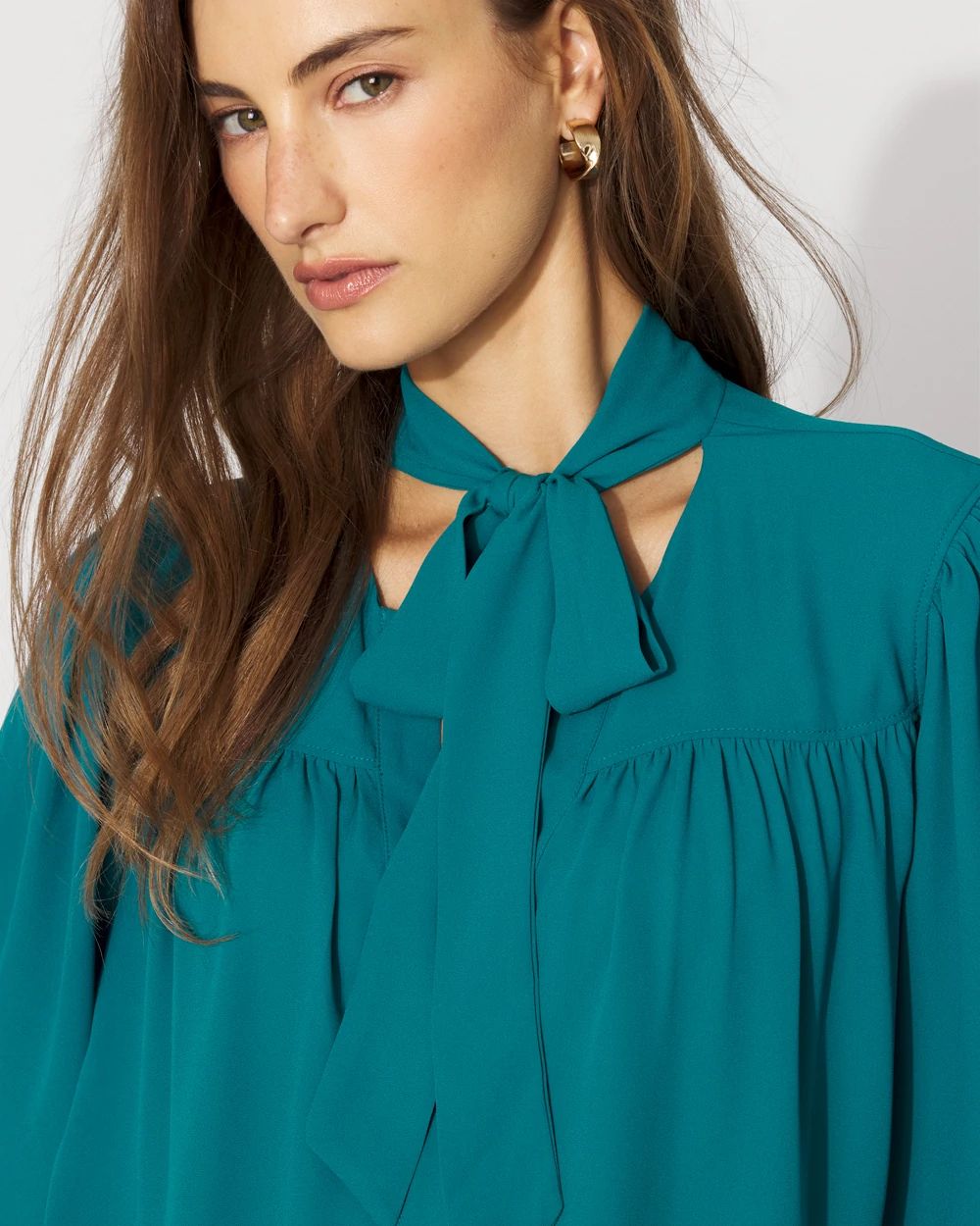 Tie Neck Crepe Blouse