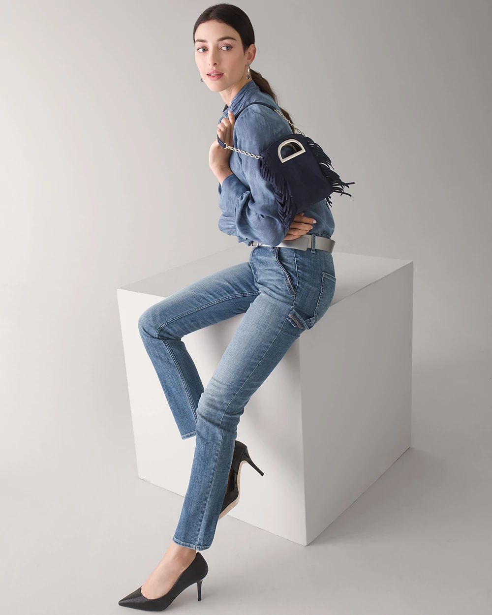 Petite High-Rise Everyday Soft Denim™ Utility Slim Ankle Jeans