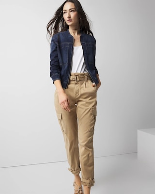 Petite Denim Bomber Jacket click to view larger image.