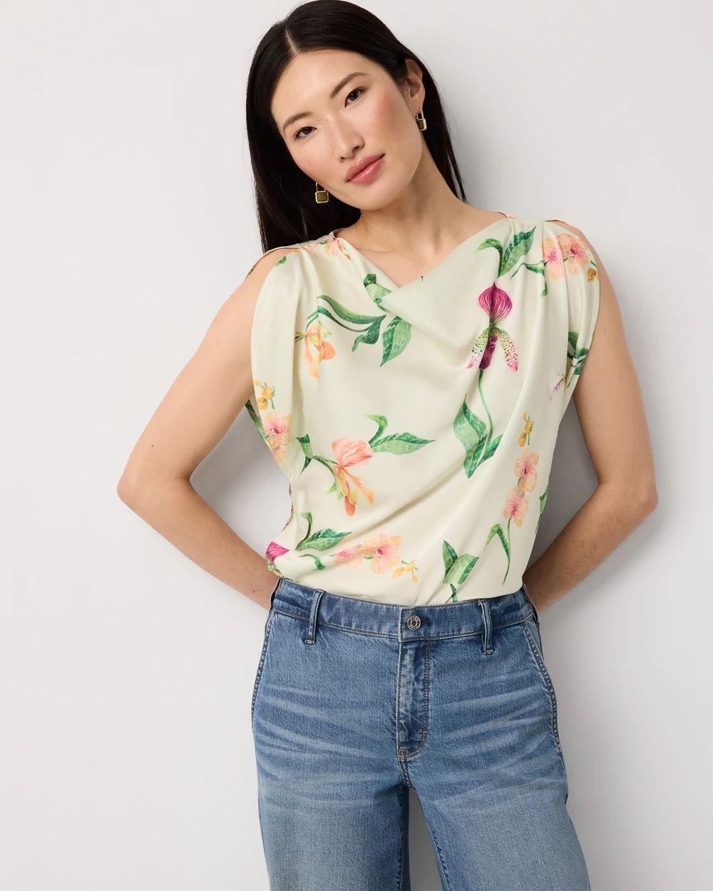 Satin Petal Sleeve Blouse