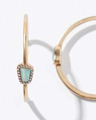 Gold Pave Stone Hoop Earrings