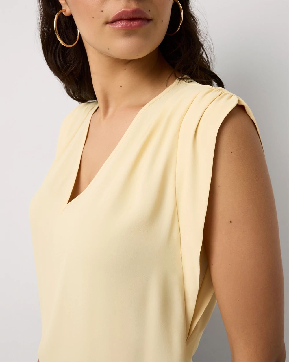 Ruched Shoulder Crepe Shell click to view larger image.