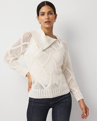 Zip Neck Sequin Knit Sweater