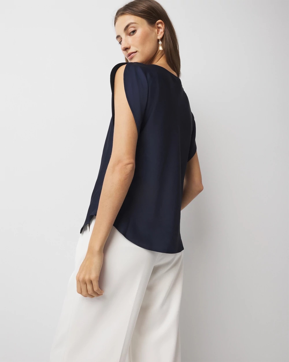 Satin Petal Sleeve Blouse