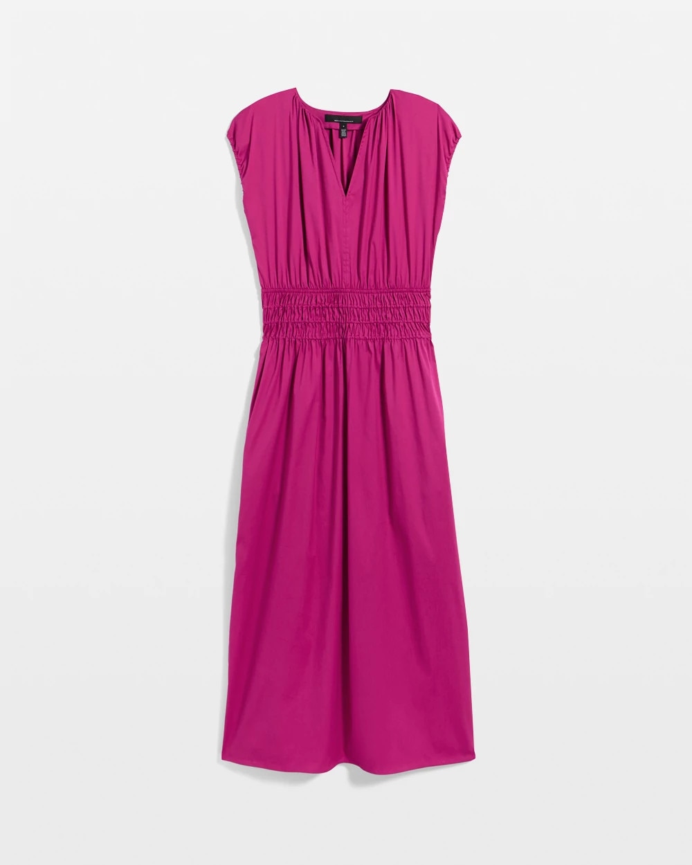 Smocked Waist Poplin Midi Dress