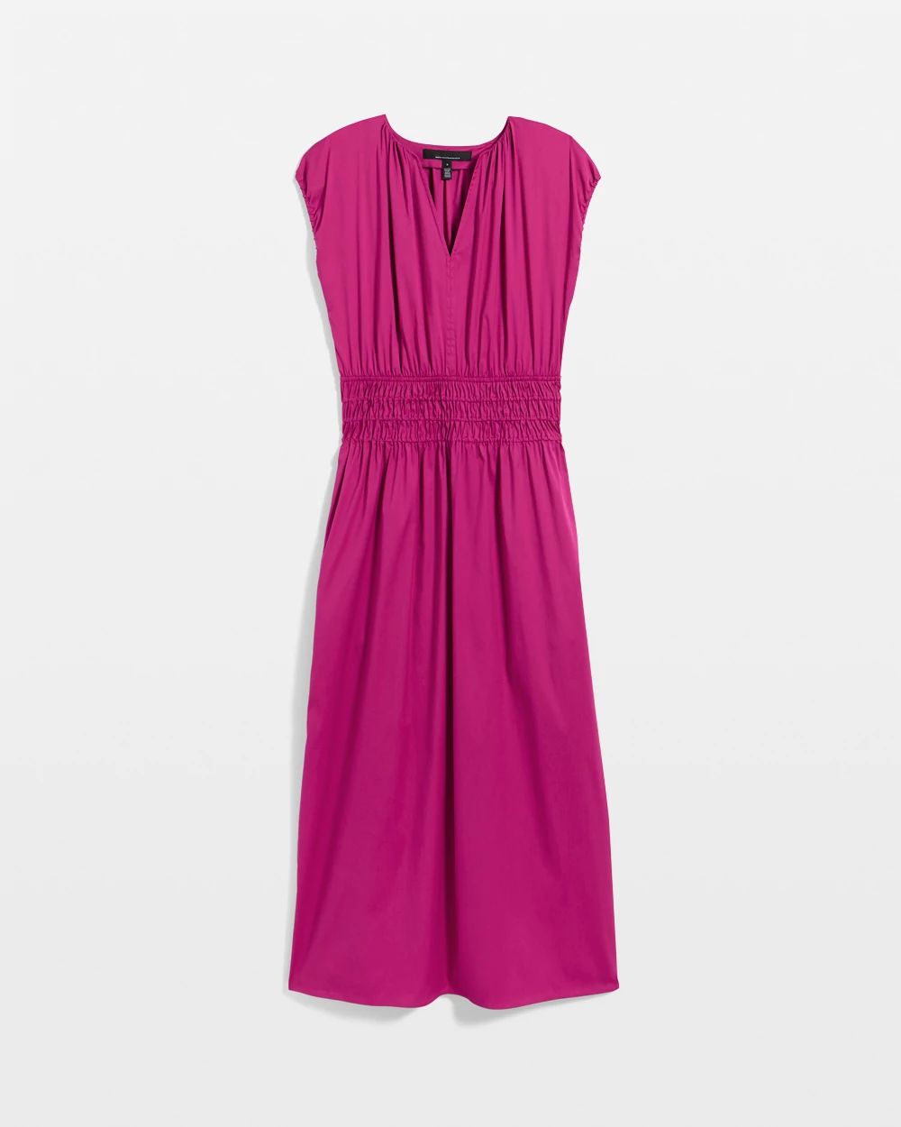 Smocked Waist Poplin Midi Dress click to view larger image.