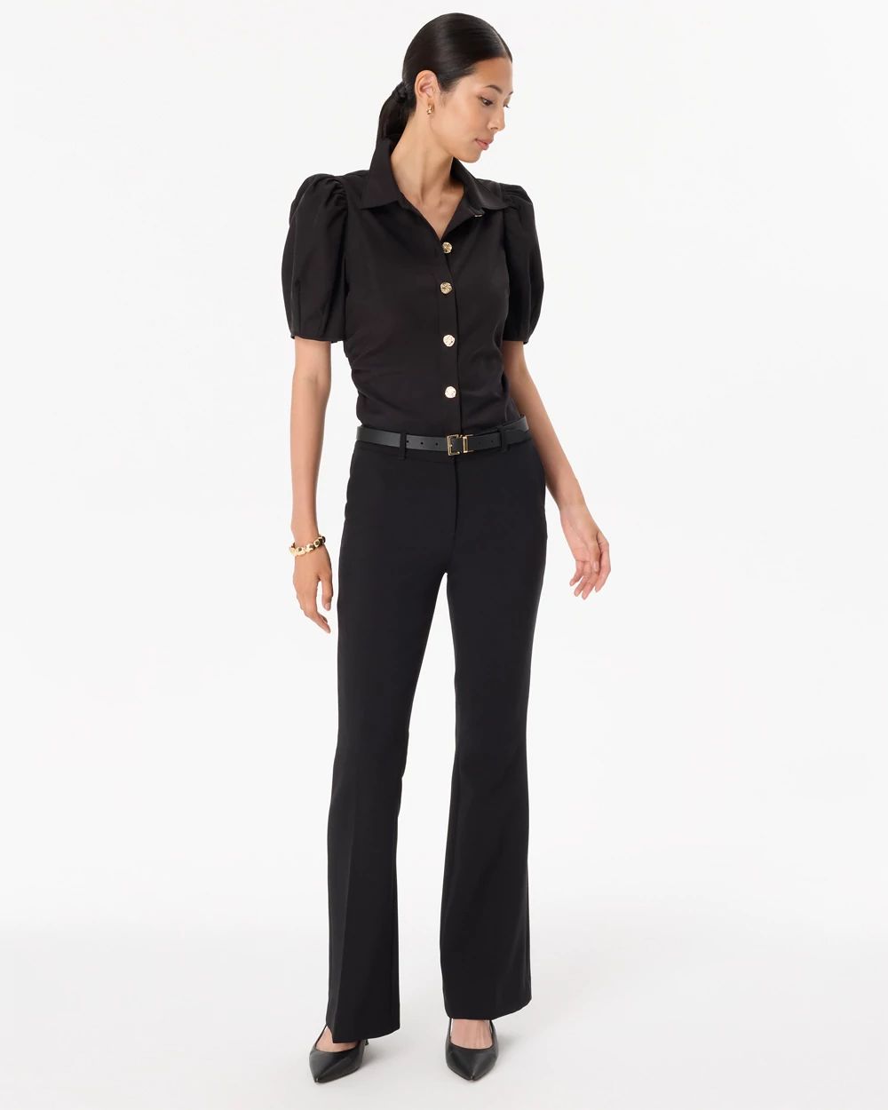 Puff Sleeve Twill Shirt click to view larger image.