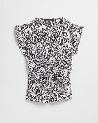 Ruched Front Flutter Sleeve Shell Top click to view larger image.