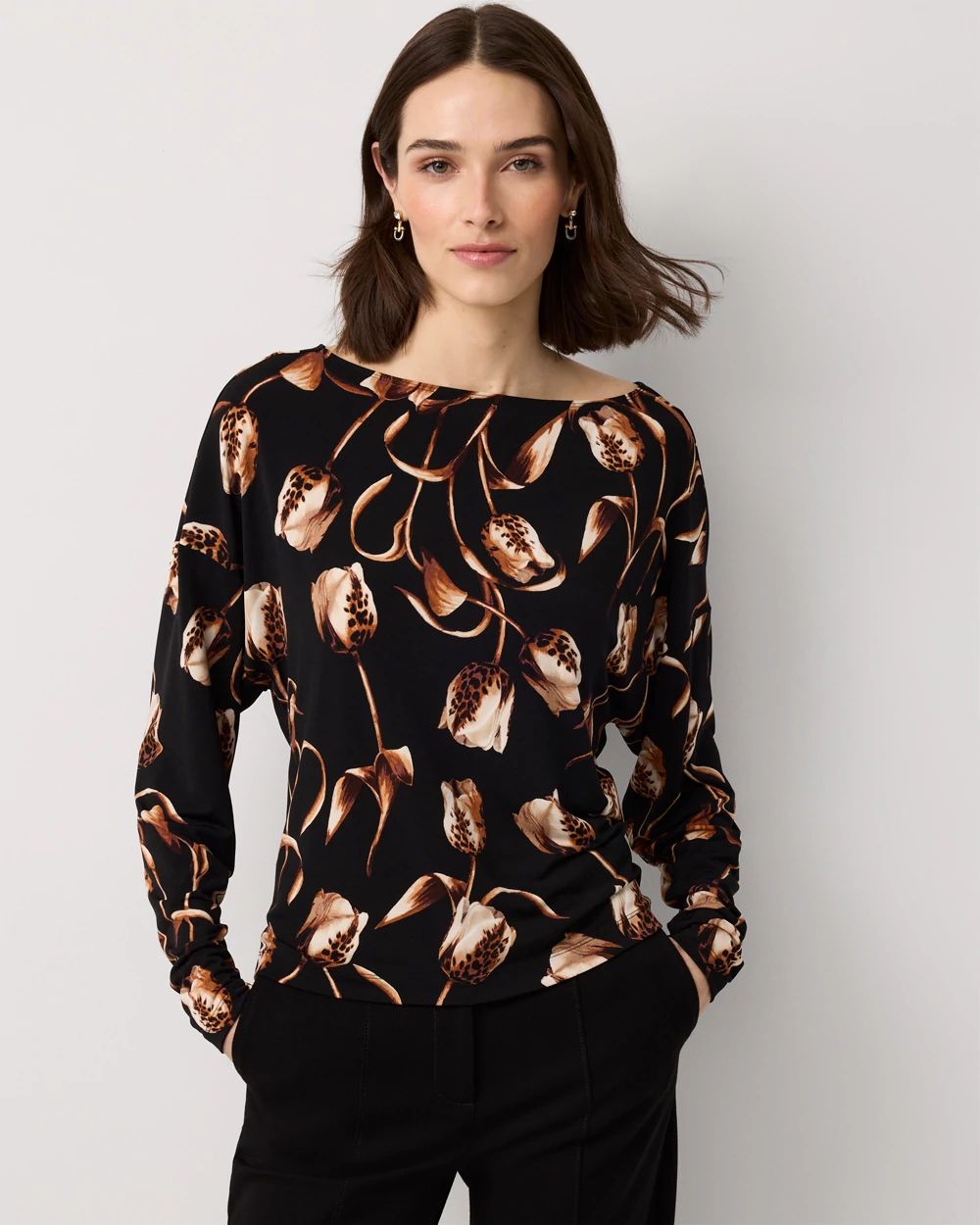 Boat Neck Long Sleeve Top