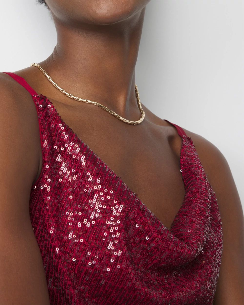 Petite Cowl Neck Sequin Cami