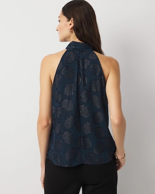 Floral Tie-Neck Halter Blouse click to view larger image.