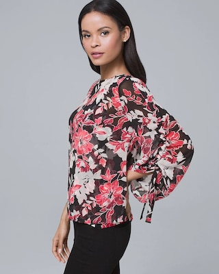 Tie-Sleeve Floral Blouse click to view larger image.