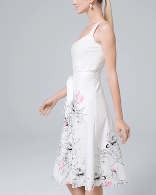 Sleeveless Poplin Floral Fit-And-Flare Dress click to view larger image.
