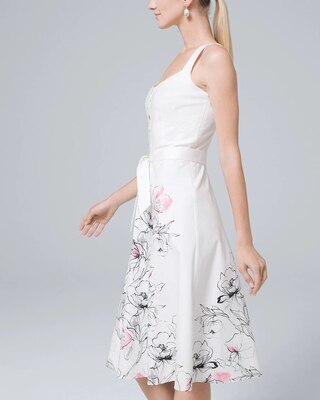 Sleeveless Poplin Floral Fit-And-Flare Dress