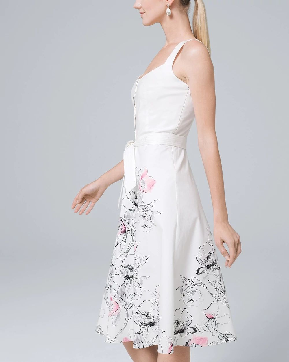 Sleeveless Poplin Floral Fit-And-Flare Dress