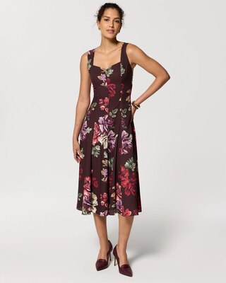 Petite Sweetheart Neck Crepe Midi Dress