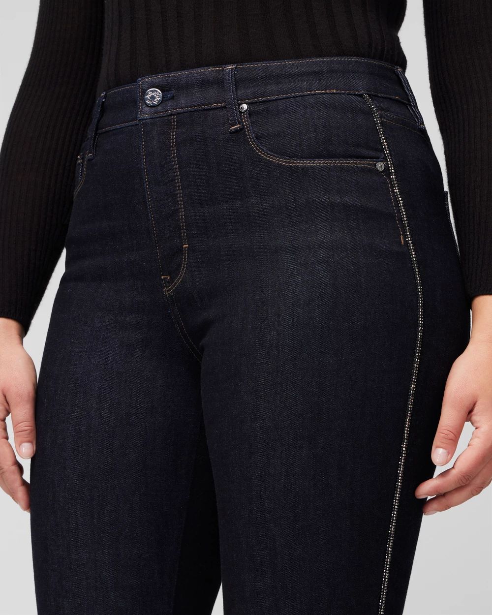 Petite High Rise Sculpt Embellished Flare Jeans