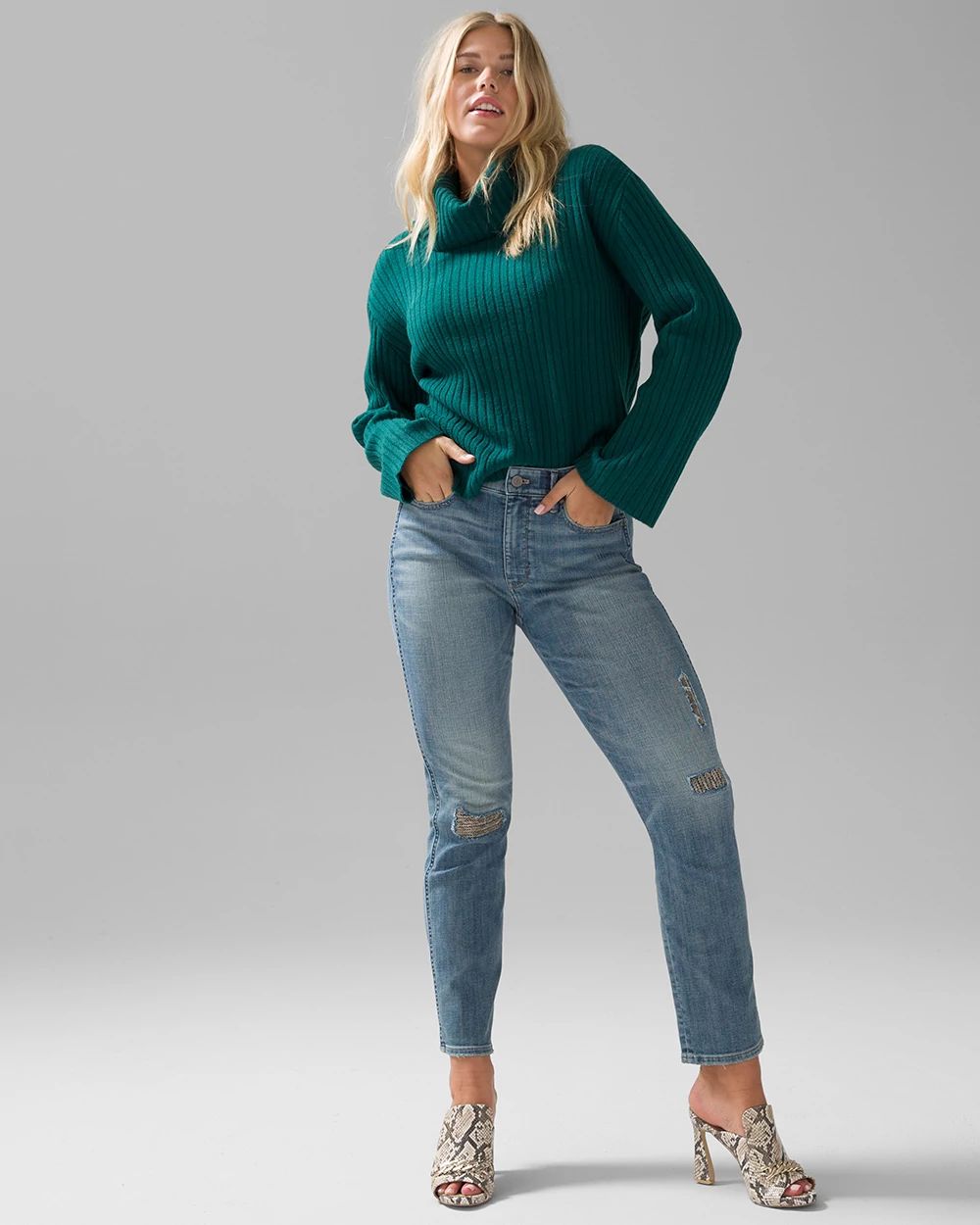 High-Rise Everyday Soft Denim™ Distressed Straight Jeans