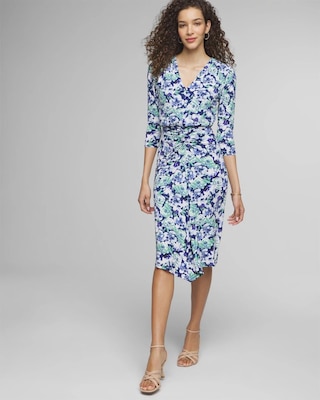 Long Sleeve Ruched Front Matte Jersey Midi Dress