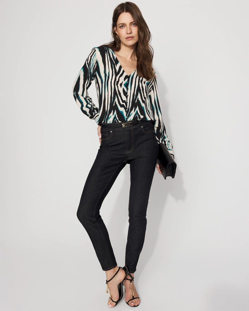 Long-Sleeve Button-Up Blouse