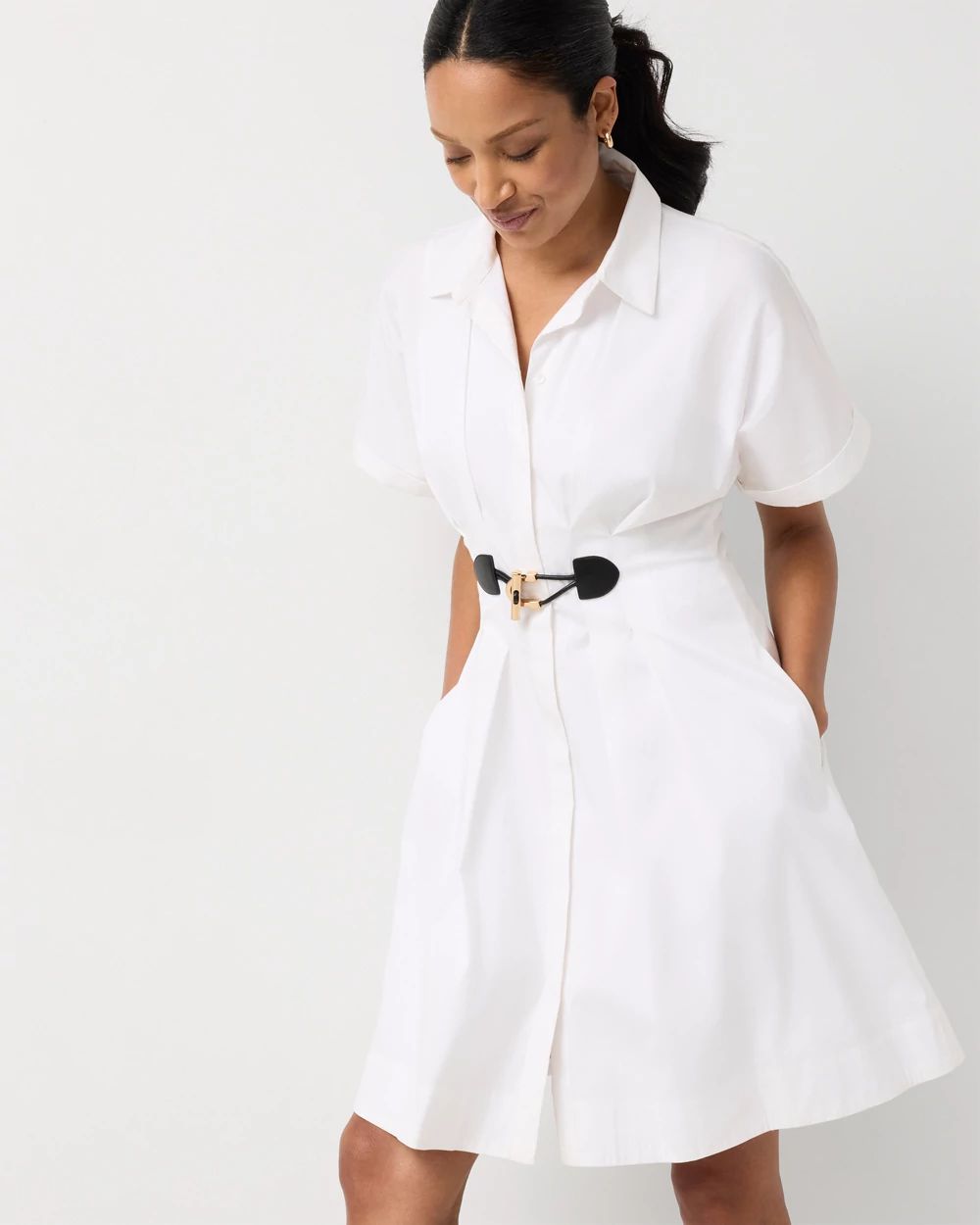 Belted Poplin Shirt Dress click to view larger image.