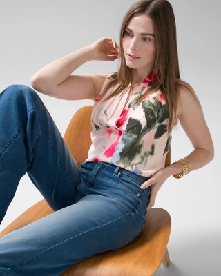 Pleated V-Neck Shell