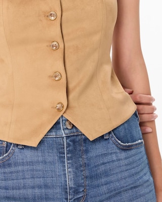 Square Neck Faux Suede Vest click to view larger image.