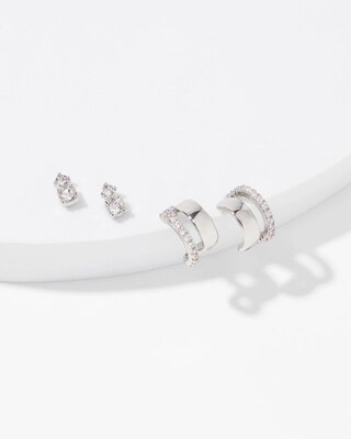 Silver Hoop Stud Earring Set