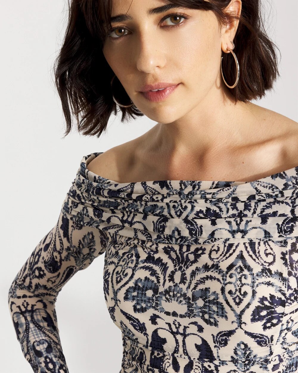 Off-the-Shoulder Mesh Top - image 3