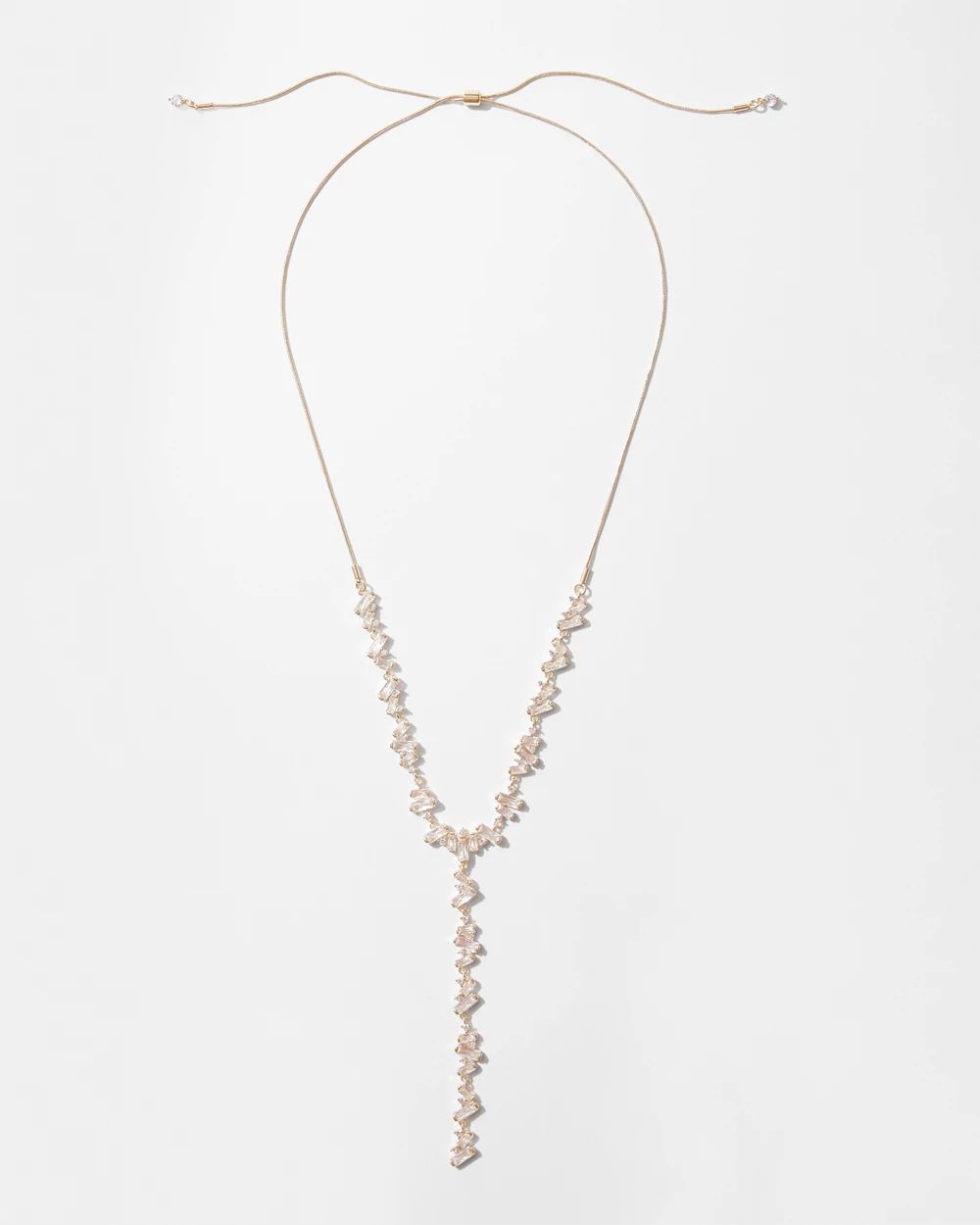 Gold Adjustable Baguette Y-Necklace