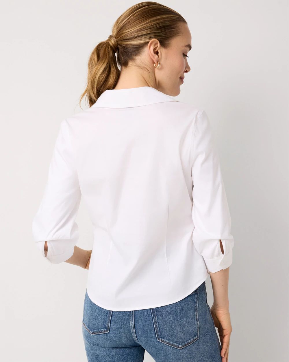 Elbow Sleeve Poplin Shirt